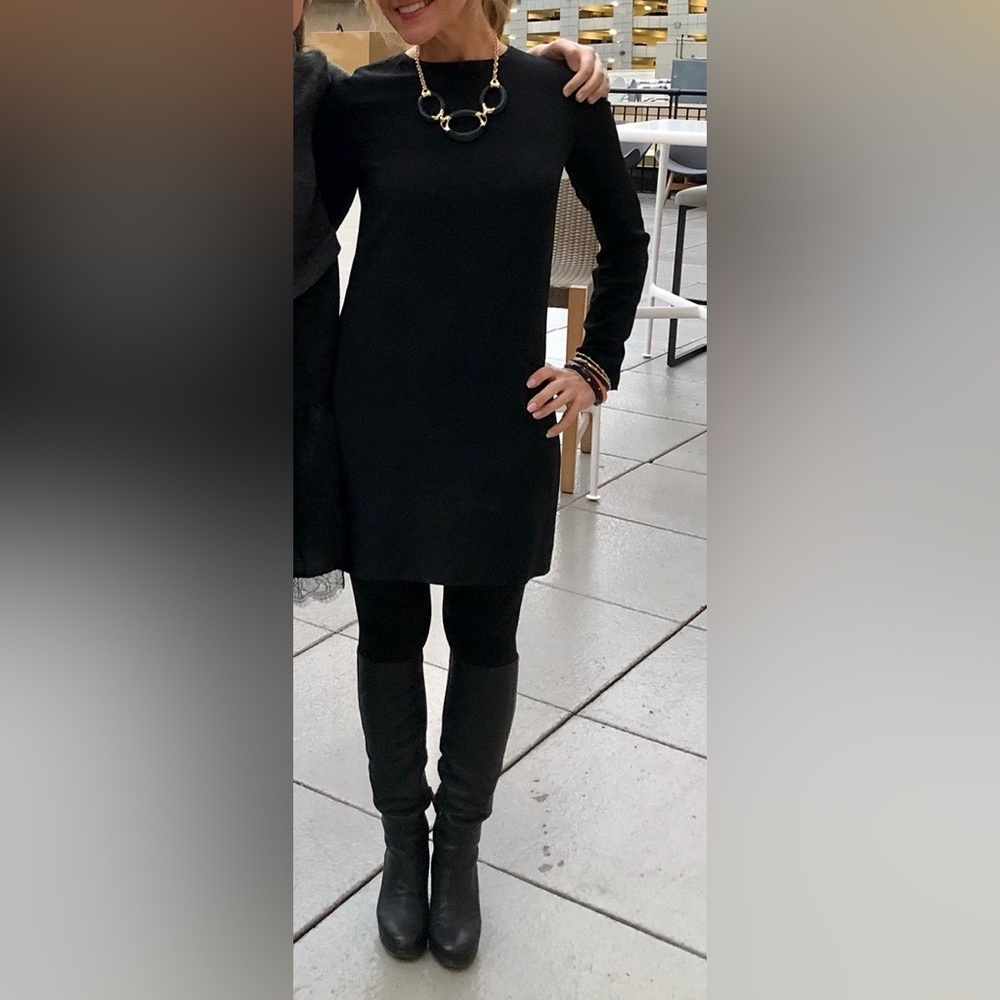 Helmut Lang 2 XS Black Long Sleeve Mini Dress Lined Classic